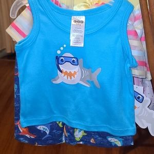 NWT shark baby boy 2 piece outfit set 12 months
